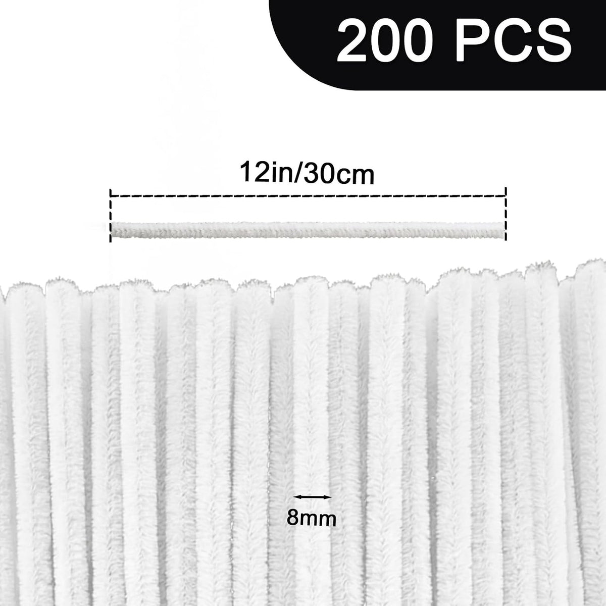 Black Pipe Cleaners for Crafts, Craft Supplies, Arts and Crafts - White - image 2