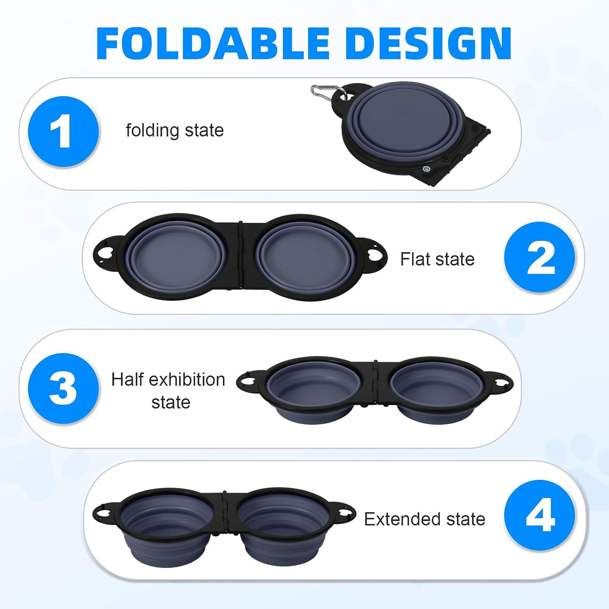 Collapsible Dog Bowls, Small Portable Travel Dog Bowls – Essentials for Dogs - Dark Blue - image 3