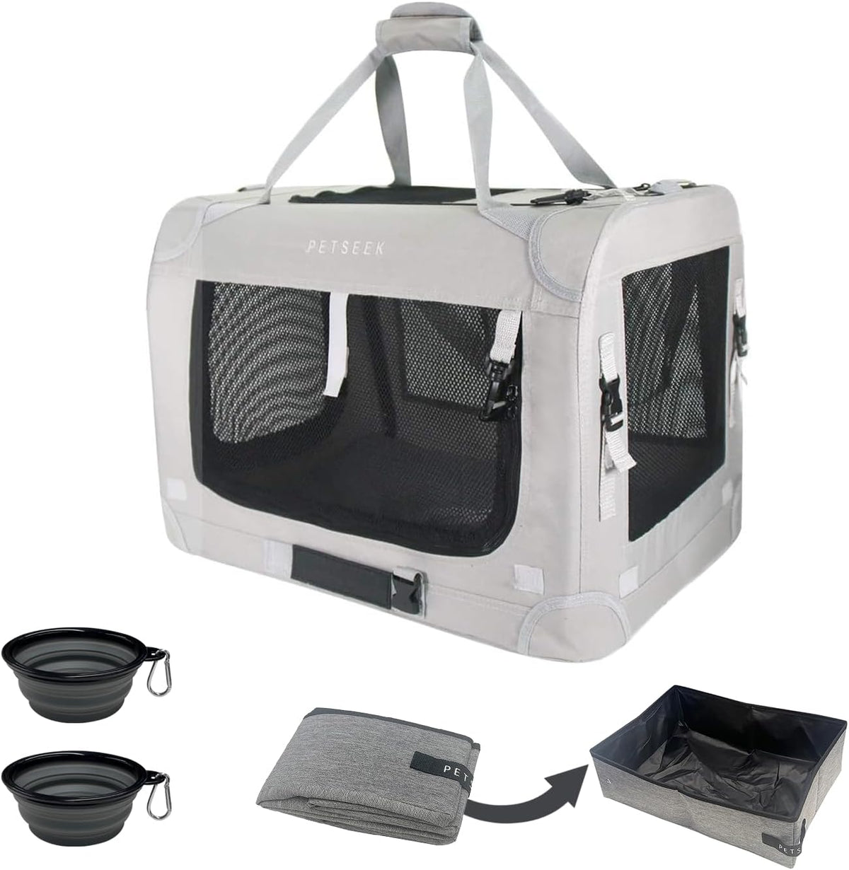 Extra Large Cat Carrier Soft Sided - Grey+ / without curtain