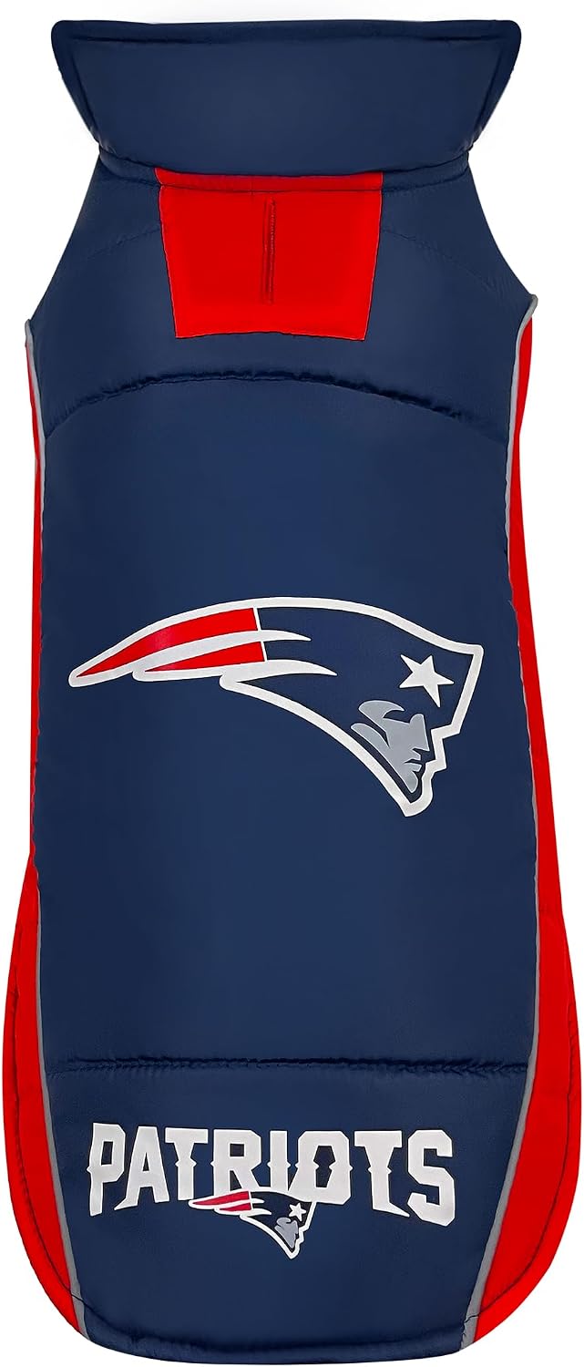 Pets First Pets NFL Licensed Dog & Cat Vest Pet Puffer Down Coat - Medium / New England Patriots
