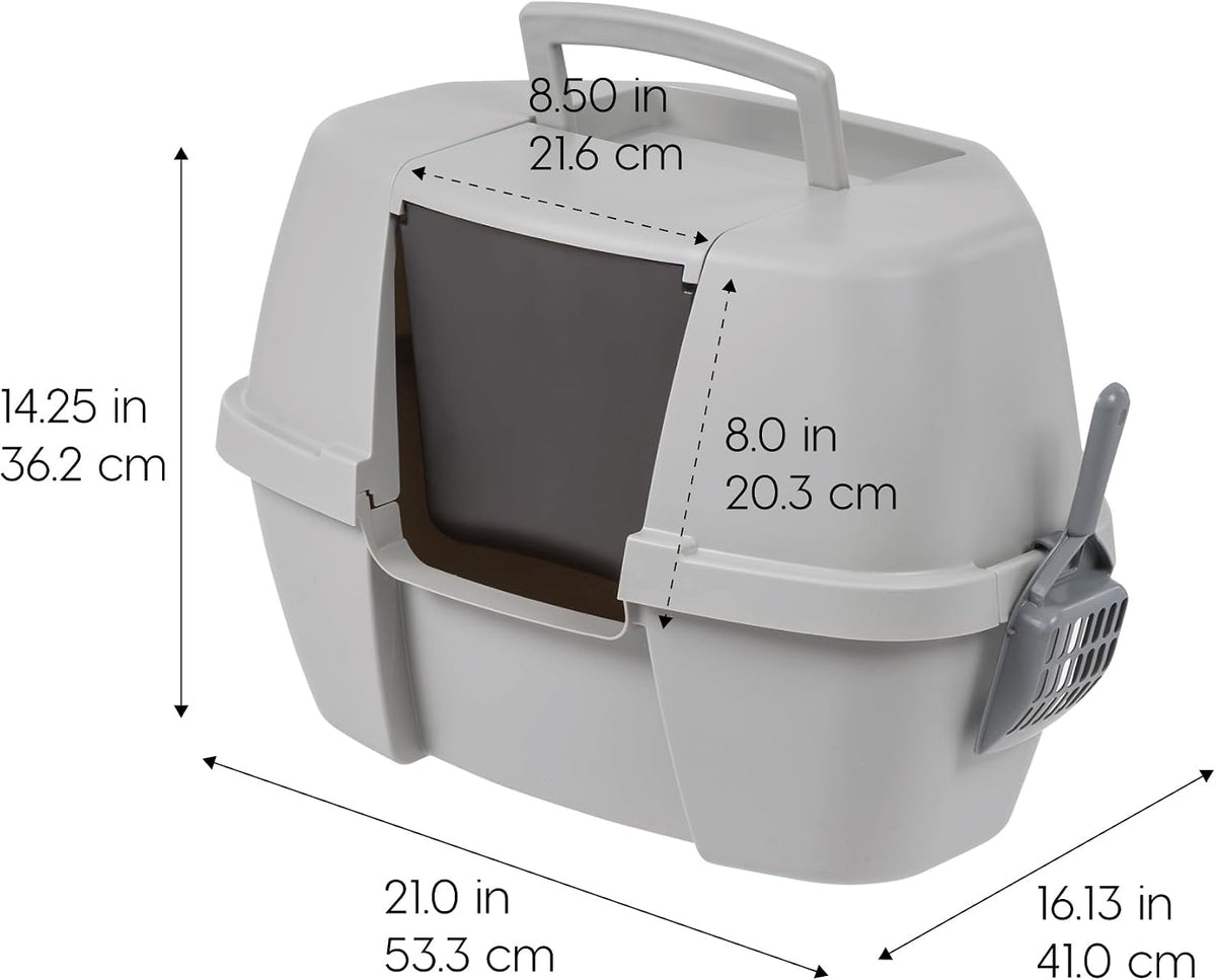 IRIS USA Large Front Door Cat Litter Box, Walk-in Entry - Corner Enclosed / Gray - image 2