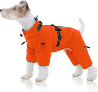 Full Body Dog Coat,Warm Dog Fleece Jackets with Harness Built in Windproof Dogs Snowsuit Zip up Pet - Orange / Small