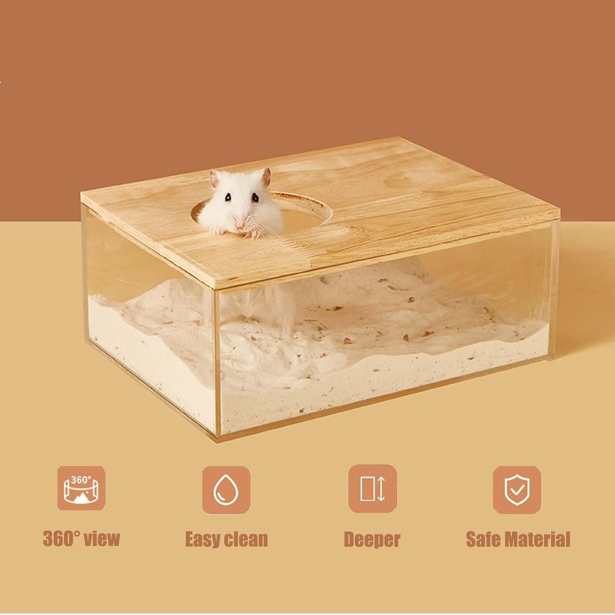 Hamster Sand Bath Box, Pentagon Sand Container with Ladder – Essentials for Small Pets - Rectangle / L - image 4