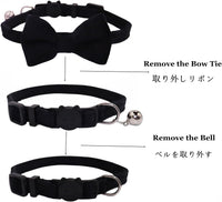Cat Collar Breakaway with Bell and Removable Bow Tie Safety Buckle - Black - image 4