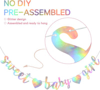 BEISHIDA Pre-Strung Glitter Champagne Girl Baby Banner Baby Shower - Iridescent​ - image 2
