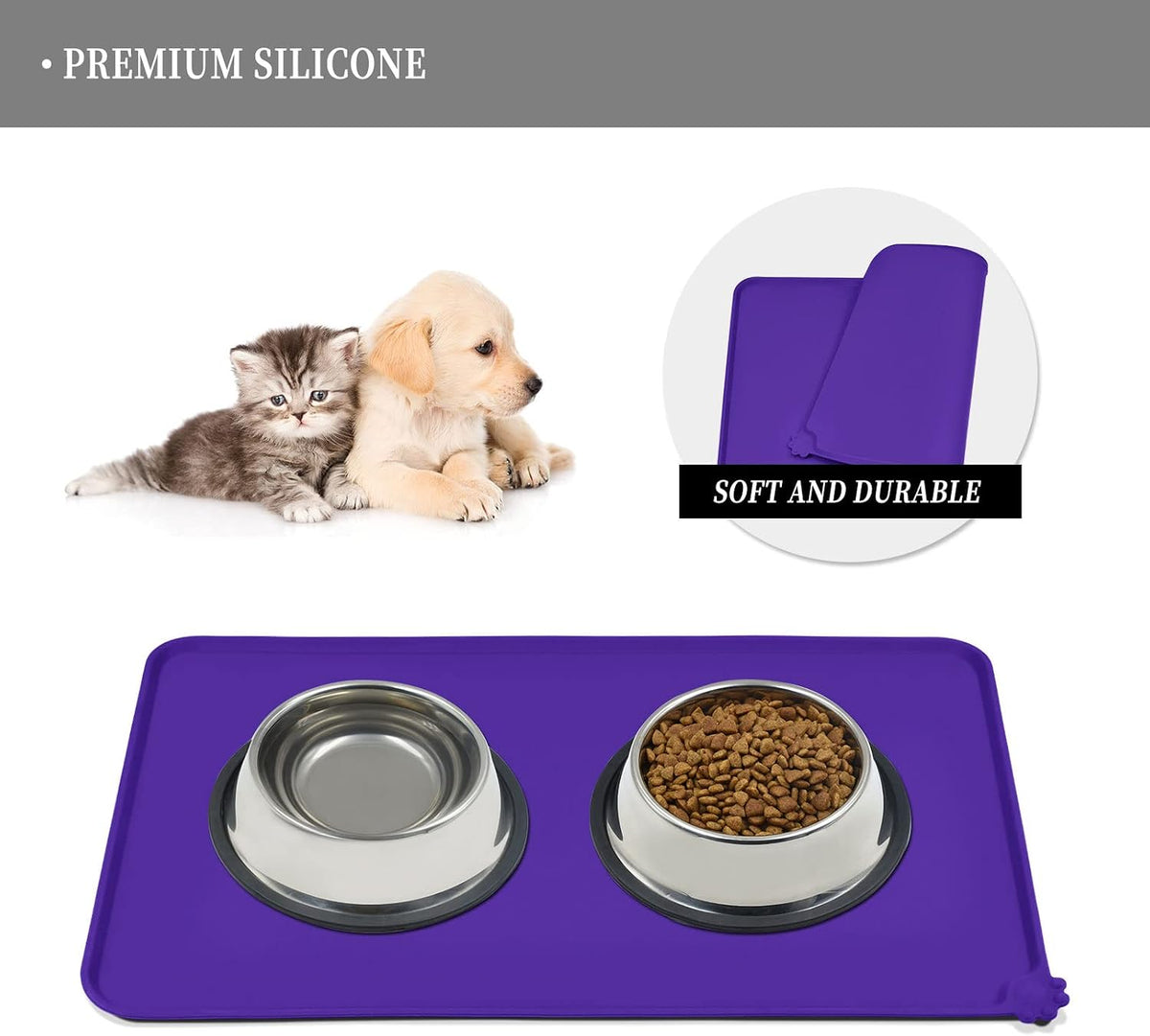 Reopet Silicone Pet Feeding Mat - Purple / 24" x 16" - image 3