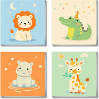 FQOVKYN 4 pack paint by number kit for kids with cute animal 8x8 canvases - view 5