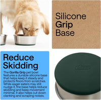 GORILLA GRIP Dog Bowl Set, Food Grade 304 Stainless Steel, 8 Cup - Hunter Green / 2 Cup (Set of 2) - image 3