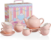 Sweejar porcelain tea set for little girls in pumpkin shape with teapot, cups and saucers - view 7