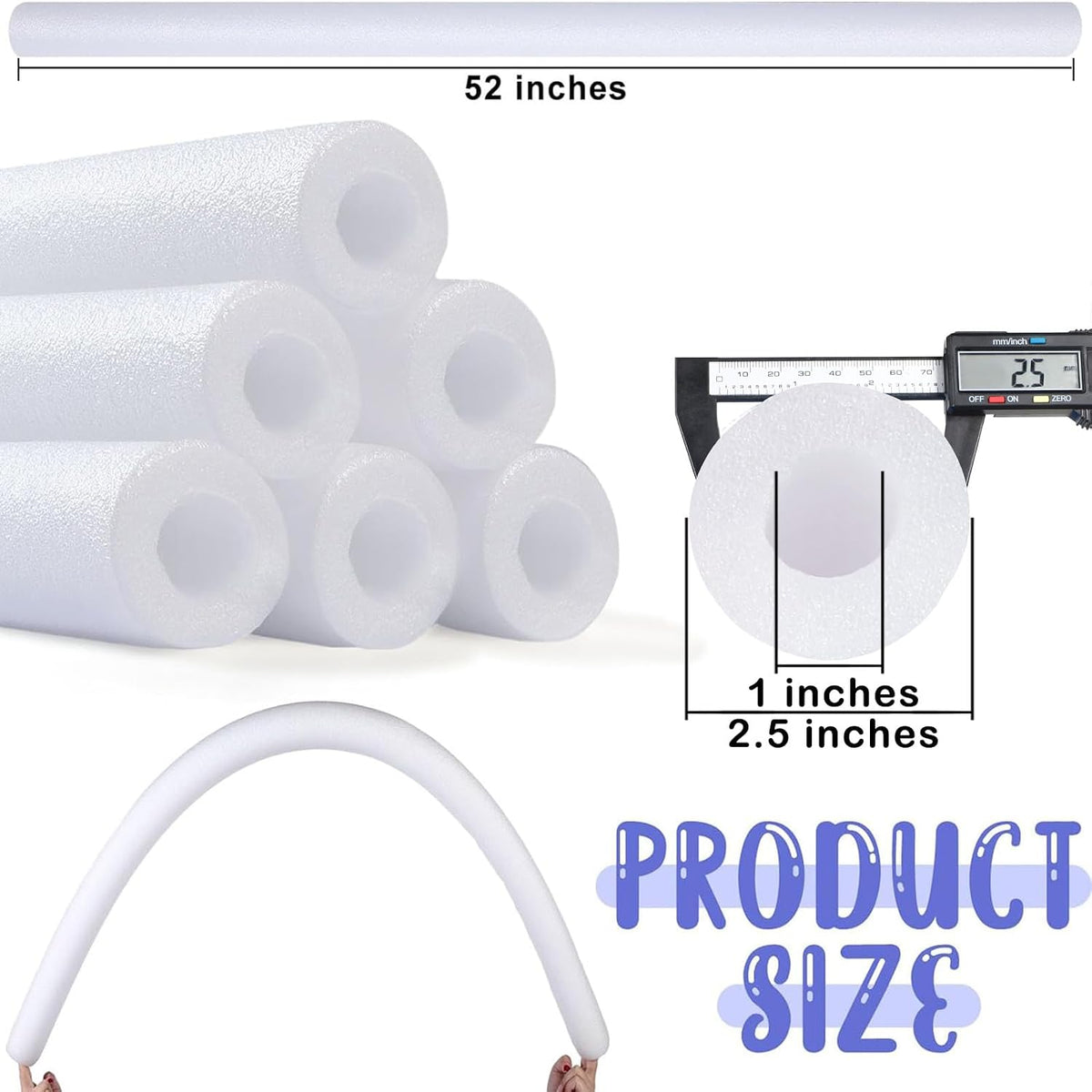 Hanaive white foam pool noodles, 6 pack, 52 inches long with hollow centers - view 29