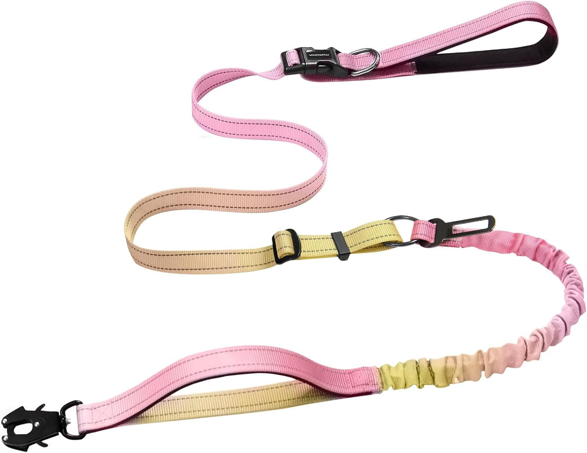 Heavy Duty Hands Free Dog Leash with Quick Release Carabiner - Pinkish Yellow