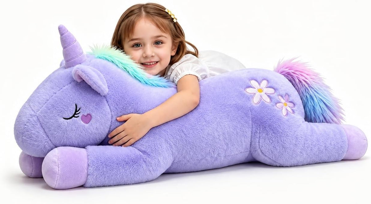 32inch Cute Giant Pink Unicorn Plush, Jumbo Soft Body Pillow Pet - Purple / 40 inch