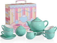 Sweejar porcelain tea set for little girls in pumpkin shape with teapot, cups and saucers - view 3