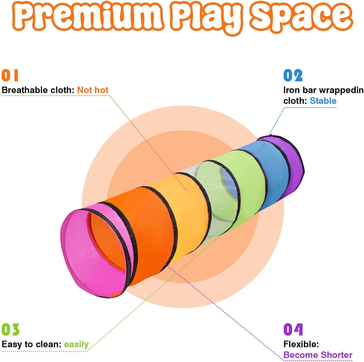 Kids Play Tunnel for Toddlers - Rainbow Tunnel - image 2