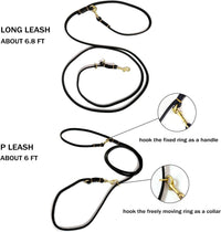 Multi Function 8ft Leather Dog Leash - Black / 8ft*3/8inch - image 4