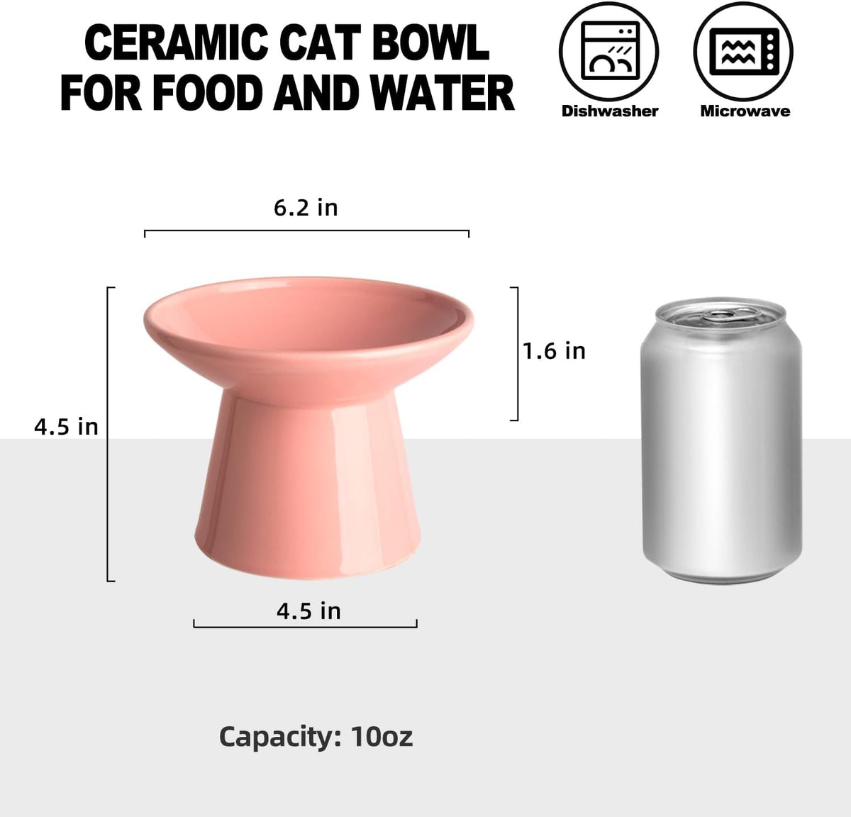 Ceramic Elevated Cat Food Bowls, 6.2" Wide - Pink / 4 Pack - image 2