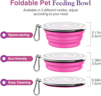 Pawaboo Collapsible Travel Dog Bowls 2 Pack with Lids&Carabiners - 450ml(Pack of 2) / Pink + Purple - image 3