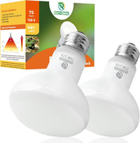 Reptile Heat Lamp Bulbs, Simulate Natural Sunlight Heat Light Bulb, 2 Pack 100W Amphibian Terrarium - Basking Bulb / 2*75