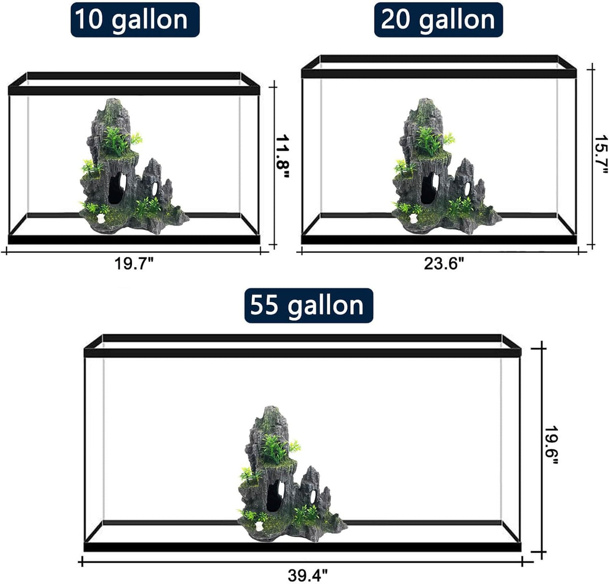 Extra Large Aquarium Decorations Large Fish Tank Rocks Hideout – Essentials for Fish - Large Mountain View - image 4