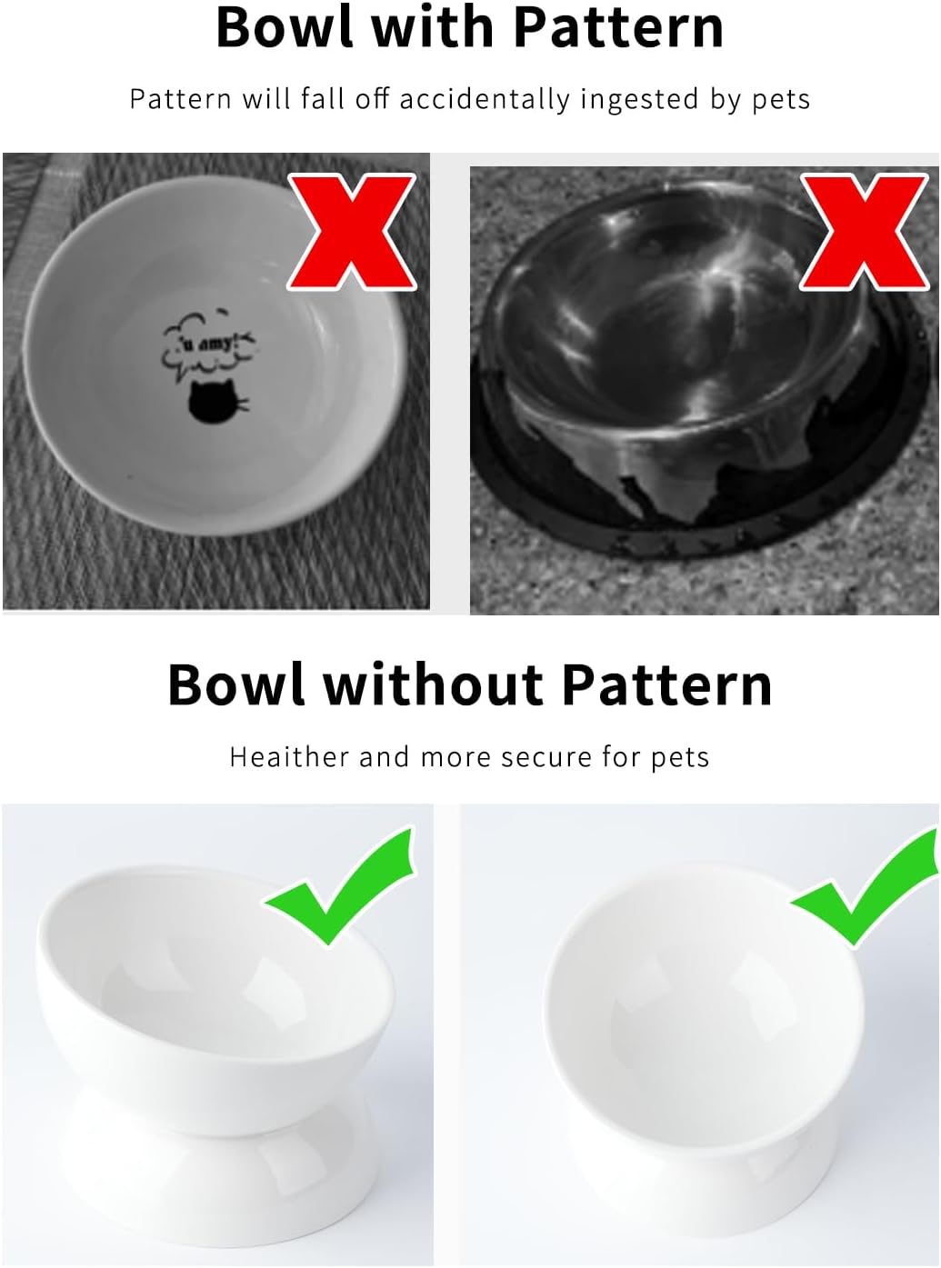 Cat Water Bowl, 15° Tilted and Raised Pet Food Dish - 2 Pack / White - image 2