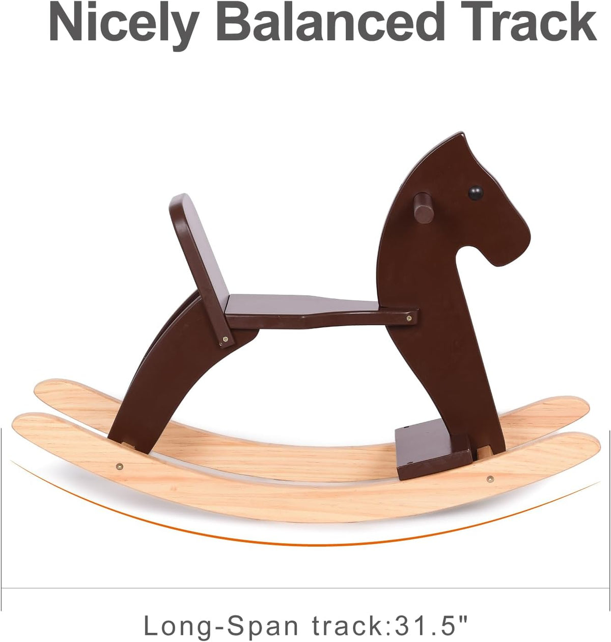 KRAND natural pine kids wooden rocking horse with handrail, backrest and foot pedal - view 8
