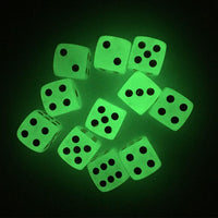 Smartdealspro 10-Pack D6 Six Sided Glow in The Dark Dice Die for DND - 16mm golden dots（10pcs）