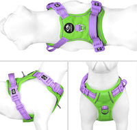 PHOEPET Upgraded No Pull Dog Harness, Reflective Adjustable Vest – Essentials for Dogs - Green Base & Purple Straps / Extra Large - image 2
