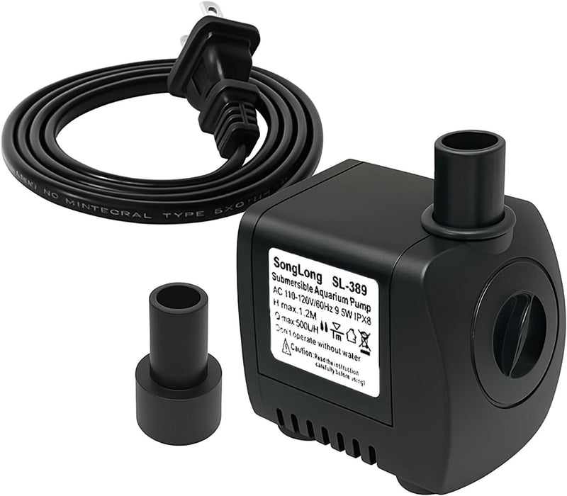 SongLong 400GPH Submersible Water Pump 6.5ft High Lift for Fountains – Essentials for Fish