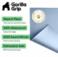 GORILLA GRIP Dog Food Mat, 100% Waterproof Silicone, 16x10 Beige – Essentials for Dogs - Light Blue / 32"l X 24"w - image 2