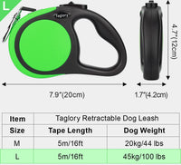 Taglory Retractable Dog Leash, One-Handed Brake, Up to 44 lbs - Green / Large - image 4