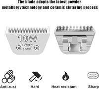 2PCS 10W Wide Blades for Dog Grooming Blades Compatible with Andis,Oster A5,Wahl km10 Dog Clippers, Detachable Dog Clipper Blade for Dog Cat Horse Animal,Size-#10W, 1/16-Inch Cut Length (1.5mm)