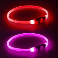 2 Packs Light Up Dog Collar - Pink+Red