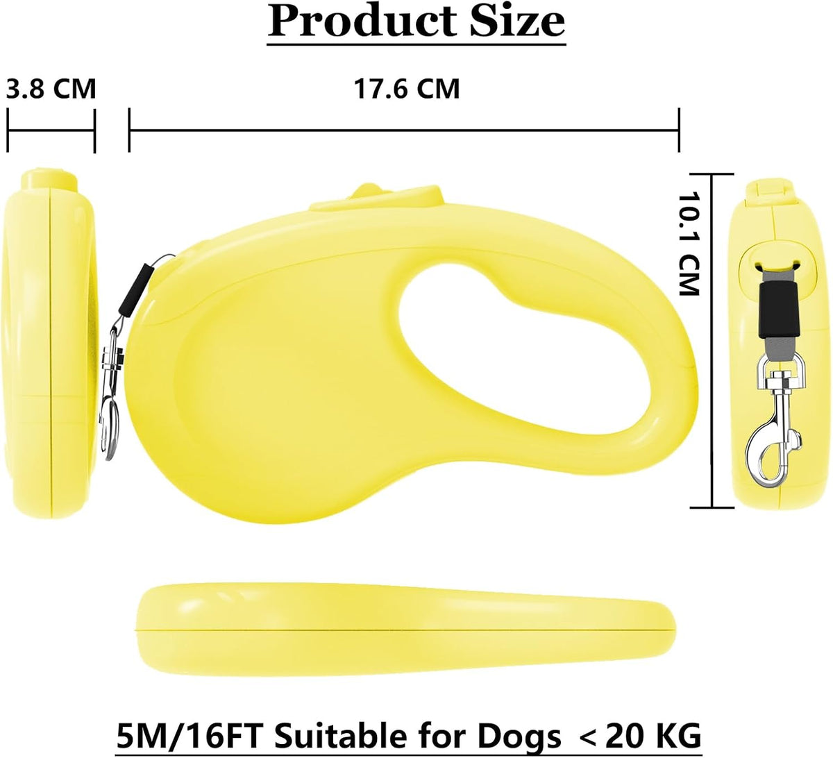 Retractable Dog Leash for Small Medium Dogs - Yellow - image 2
