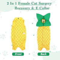 EMUST Cat Recovery Suit Female, Soft Cat Surgical Suit for Abdominal Wounds, Cute Kitten Shirt Clothes for Cats Anti Licking Full Bodysuit for Kittens 4-8lb, Yellow, M