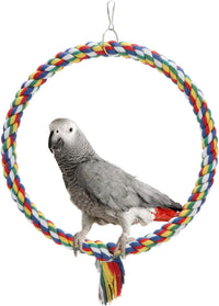 Wontee Bird Swing Colorful Rope Perch Climbing Toy for Parrots – Essentials for Birds - Medium (10.4 inch)