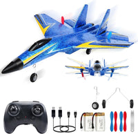 SU-27 RC Airplane,2.4GHz 2 Channel Remote Control Plane with Gyro Night Lights and 2 Batteries - Blue