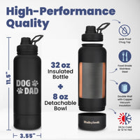 Rubyloo Dog Mom Water Bottle with Detachable Bowl for Dog Lovers – Essentials for Dogs - Dog Dad: Black - image 4
