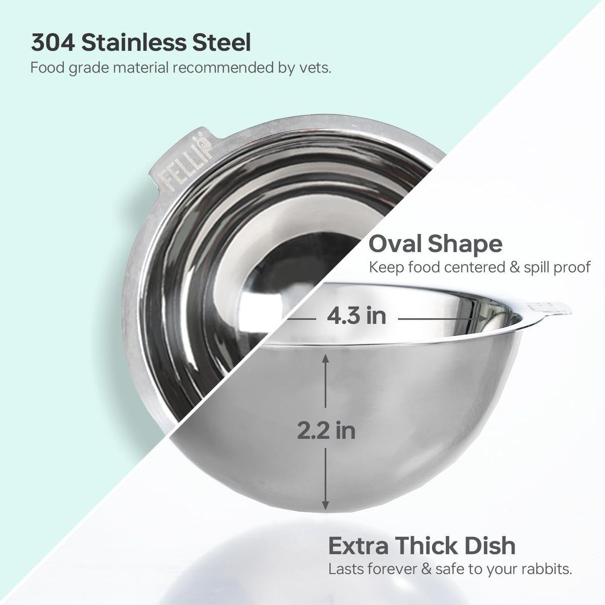 Felli Pet Oblik Acrylic Raised Dog Food Water Bowl Stainless Steel - Classic / Mini Pet - image 3