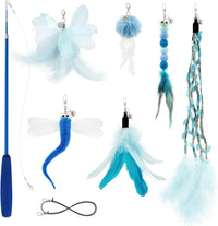 SONGWAY Cat Wand Toys for Indoor Cats - Blue