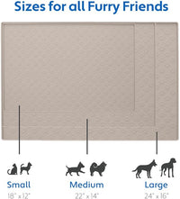 MIGHTY MONKEY 100% Waterproof Dog Food Mat, Raised Edges Silicone Pet Feeding Placemat for Cat, Dogs, Pet Bowls, High Lipped Tray Prevents Water Spills, Food on Floor, Dishwasher Safe, 22x14, Beige
