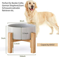 Petygooing Grey Elevated/Raised Ceramic Dog Bowl for Medium and Large Breeds, Dog Food Water Dish with Stand,Pet Feeding Bowl with Anti Slip Rubber Large Dogs(1800ml 7.6 Cups)
