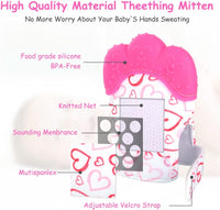 2Pack Silicone Teething Mitt - Blue Dots & Pink Hearts - image 3