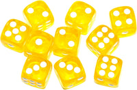 SmartDealsPro 10-Pack D6 Six Sided 16mm Transparent Dice Die for DND - Yellow Translucent