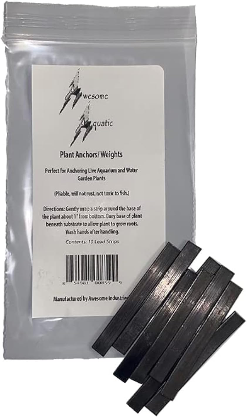 Awesome Aquatic Aquarium Plant Weights, Lead Ribbon Fish Anchors - 10 Pack Strips