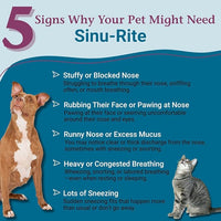 PetAlive Sinu-Rite Cat and Dog Nasal Congestion Relief - Homeopathic Tablets - Supports Temporary Relief from Sinus Congestion, Runny Nose, Facial Pressure - Dog and Cat Sneezing Treatment - 180 Count