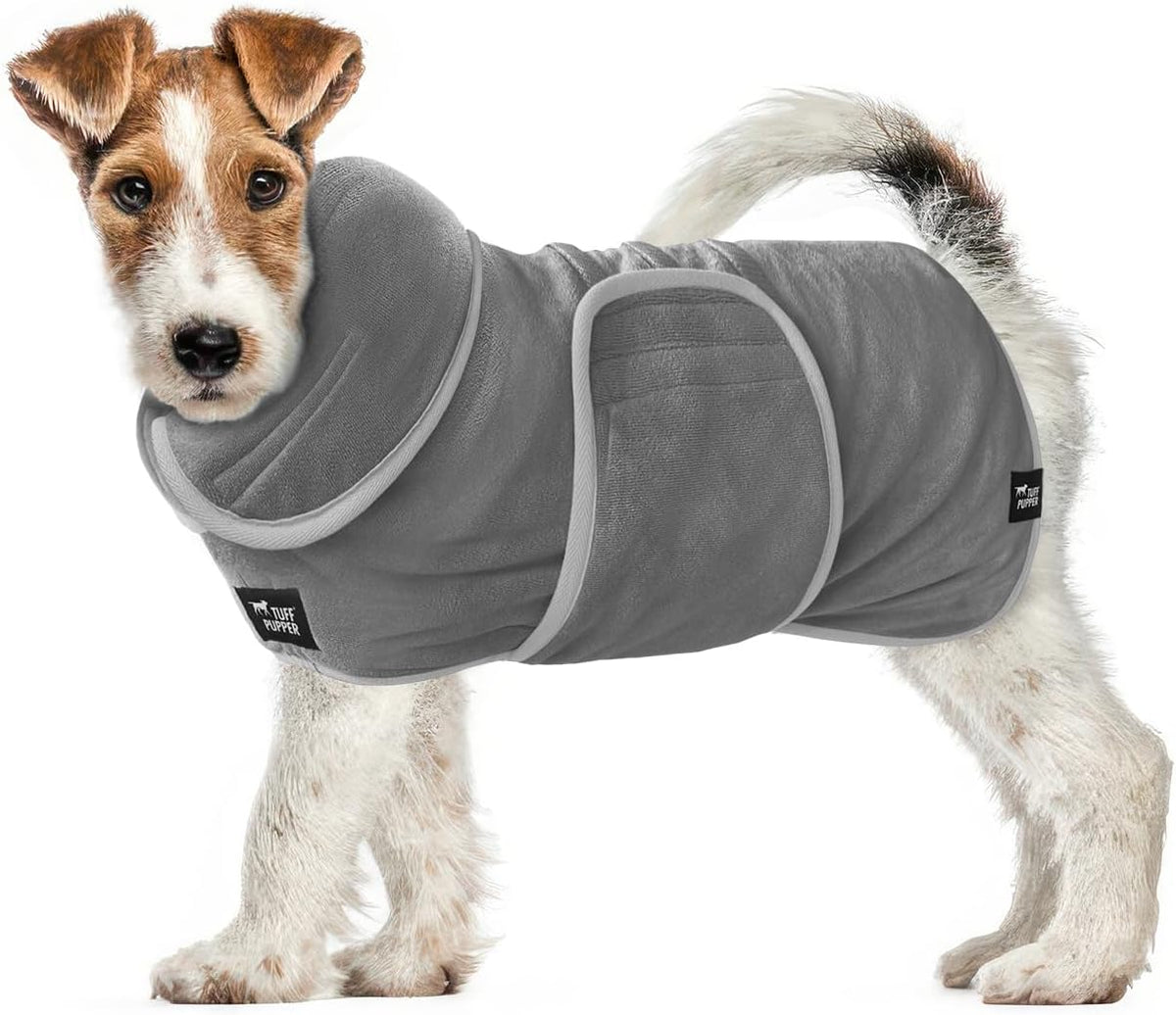 Tuff Pupper Fast Drying Dog Bath Robe - Gray / X-Small