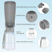 Portable Dog Water Bottle Dispenser [Leak Proof & Foldable] Dog - Grey / 19OZ - image 2