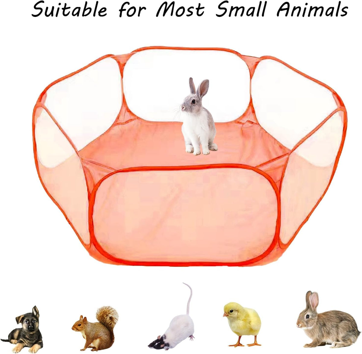 Small Animals Playpen, Portable Pop-up Open Interactive Pet Tent - Orange - image 2