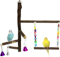 Natural Parrot Perch Bird Stand Pole Wild Grape Stick Paw Grinding - Wood Perch with Swing Toy