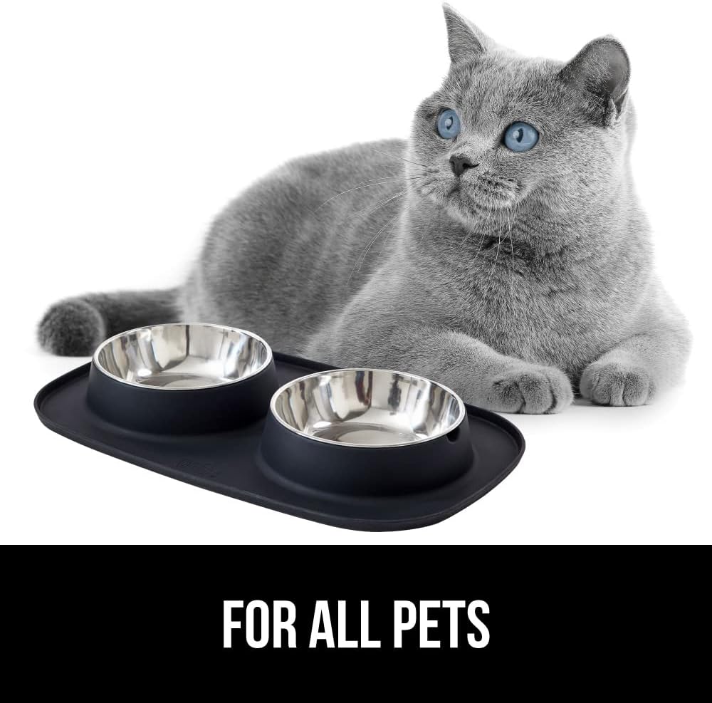 GORILLA GRIP Dog Bowl Set with Feeding Mat - Black / 3 Cup Bowls - image 2